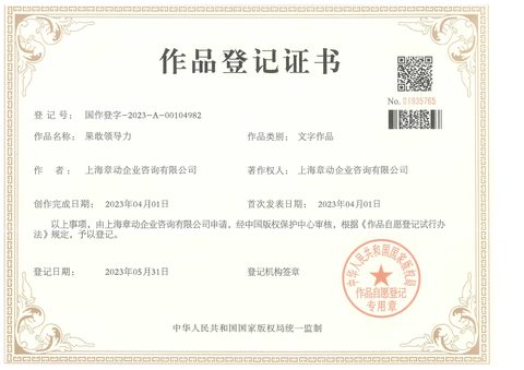 作品登记证书：果敢领导力