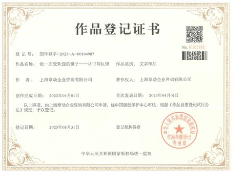 作品登记证书：做一面受欢迎的镜子——认可与反馈